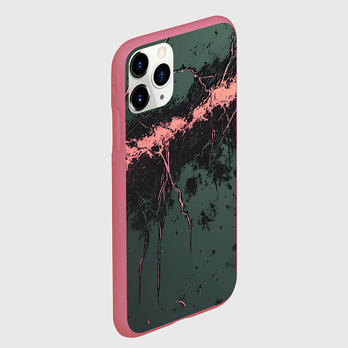Чехол iPhone 11 Pro матовый Гранж потертая текстура / 3D-Малиновый – фото 2