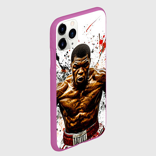 Чехол iPhone 11 Pro матовый Мухаммед Али на белом / 3D-Фиолетовый – фото 2