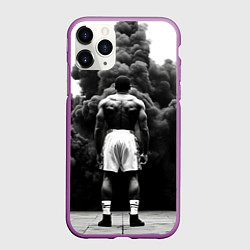 Чехол iPhone 11 Pro матовый Мухаммед Али в черном дыму, цвет: 3D-фиолетовый