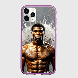 Чехол iPhone 11 Pro матовый Мухаммед Али на сером, цвет: 3D-фиолетовый