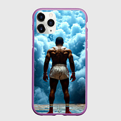 Чехол iPhone 11 Pro матовый Мухаммед Али в синем дыму, цвет: 3D-фиолетовый