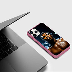 Чехол iPhone 11 Pro матовый Мухаммед Али и молния, цвет: 3D-малиновый — фото 2