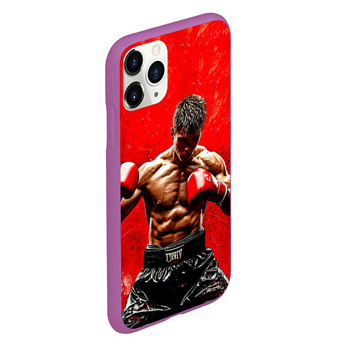 Чехол iPhone 11 Pro матовый Кикбоксер в красном / 3D-Фиолетовый – фото 2