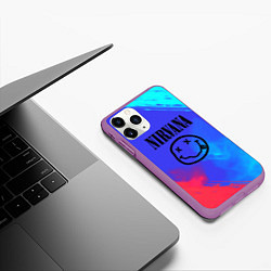 Чехол iPhone 11 Pro матовый Nirvana жидкие краски, цвет: 3D-фиолетовый — фото 2