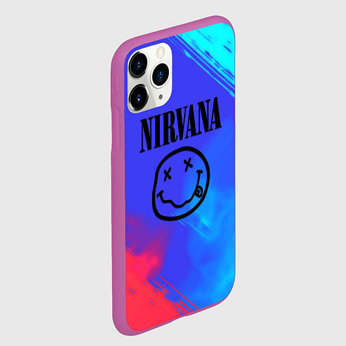 Чехол iPhone 11 Pro матовый Nirvana жидкие краски / 3D-Фиолетовый – фото 2