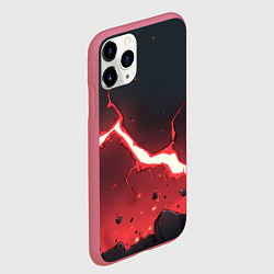 Чехол iPhone 11 Pro матовый Красная молния на черной текстуре, цвет: 3D-малиновый — фото 2