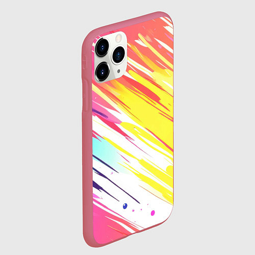 Чехол iPhone 11 Pro матовый Брызги краски на белом фоне / 3D-Малиновый – фото 2
