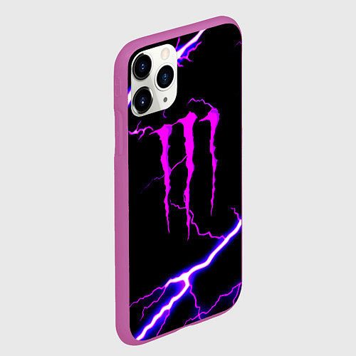 Чехол iPhone 11 Pro матовый Monster energy neon storm / 3D-Фиолетовый – фото 2