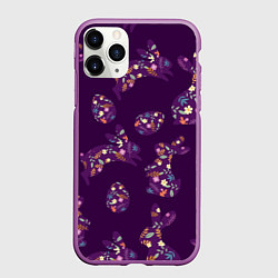 Чехол iPhone 11 Pro матовый Кролики и яйца, цвет: 3D-фиолетовый