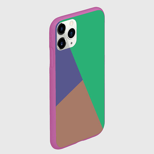 Чехол iPhone 11 Pro матовый Триада зелёный фиолетовый и коричневый геометричны / 3D-Фиолетовый – фото 2