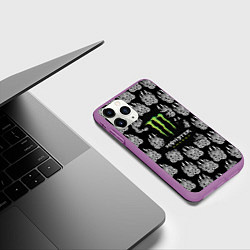 Чехол iPhone 11 Pro матовый Monster energy медвежьи лапы, цвет: 3D-фиолетовый — фото 2