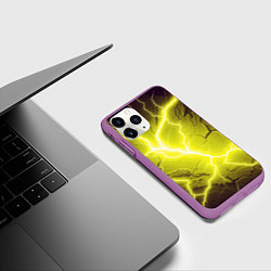 Чехол iPhone 11 Pro матовый Color yellow black, цвет: 3D-фиолетовый — фото 2