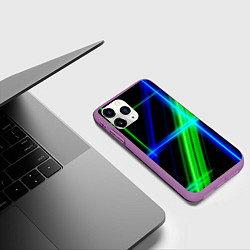 Чехол iPhone 11 Pro матовый Color blue black green, цвет: 3D-фиолетовый — фото 2