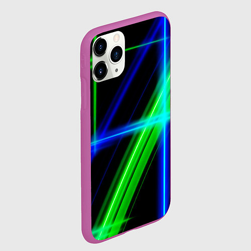 Чехол iPhone 11 Pro матовый Color blue black green / 3D-Фиолетовый – фото 2