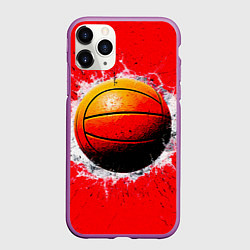 Чехол iPhone 11 Pro матовый Ватерполистский мяч на красном, цвет: 3D-фиолетовый