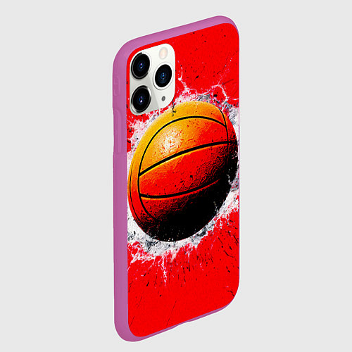 Чехол iPhone 11 Pro матовый Ватерполистский мяч на красном / 3D-Фиолетовый – фото 2