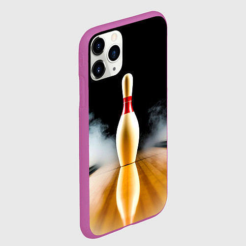 Чехол iPhone 11 Pro матовый Кегля в белом дыму / 3D-Фиолетовый – фото 2