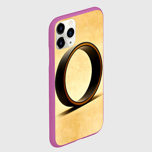 Чехол iPhone 11 Pro матовый Колесо для йоги на бежевом / 3D-Фиолетовый – фото 2