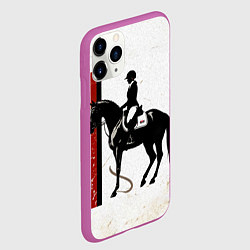 Чехол iPhone 11 Pro матовый Конный спорт на белом, цвет: 3D-фиолетовый — фото 2