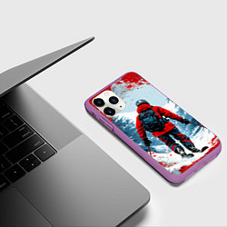 Чехол iPhone 11 Pro матовый Красный лыжник, цвет: 3D-фиолетовый — фото 2