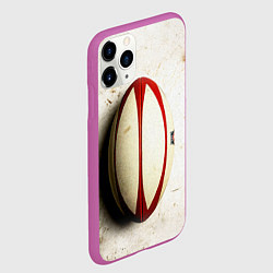 Чехол iPhone 11 Pro матовый Мяч для регби на белом, цвет: 3D-фиолетовый — фото 2