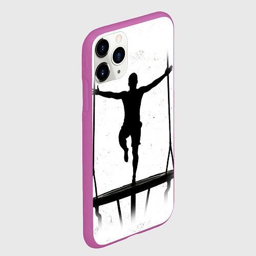 Чехол iPhone 11 Pro матовый Прыжки на батуте черно-белое / 3D-Фиолетовый – фото 2