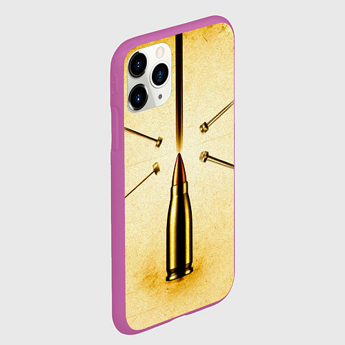 Чехол iPhone 11 Pro матовый Патрон на бежевом / 3D-Фиолетовый – фото 2