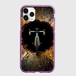 Чехол iPhone 11 Pro матовый Циклокроссовый велосипед, цвет: 3D-фиолетовый