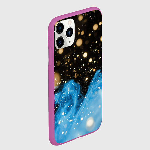 Чехол iPhone 11 Pro матовый Черно-синий абстрактный фон текстура / 3D-Фиолетовый – фото 2