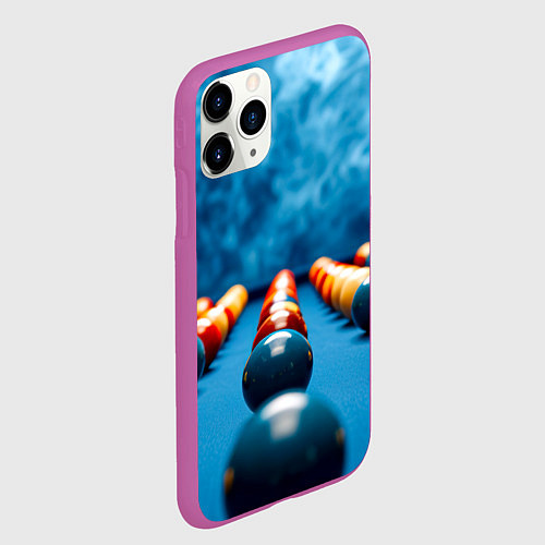 Чехол iPhone 11 Pro матовый Бильярдный шар синий дым / 3D-Фиолетовый – фото 2