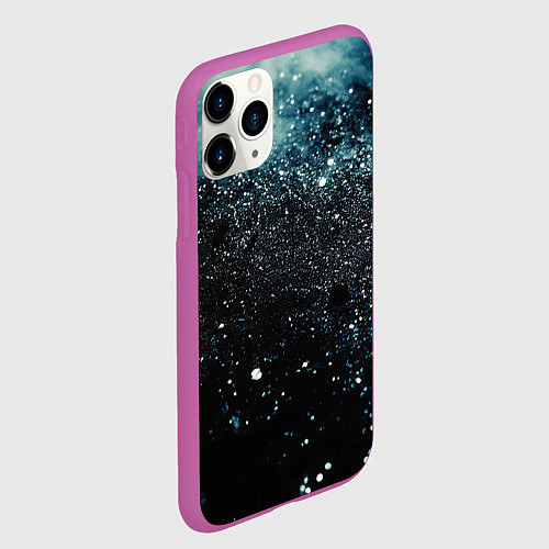 Чехол iPhone 11 Pro матовый Черно-синий текстурный фон / 3D-Фиолетовый – фото 2