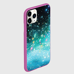 Чехол iPhone 11 Pro матовый Бирюзовые блестки фон, цвет: 3D-фиолетовый — фото 2