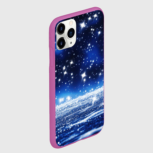 Чехол iPhone 11 Pro матовый Космический синий абстрактный фон - текстура / 3D-Фиолетовый – фото 2