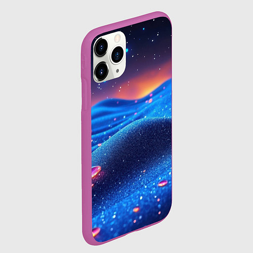 Чехол iPhone 11 Pro матовый Синяя дюна - текстура / 3D-Фиолетовый – фото 2