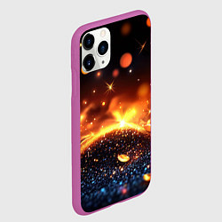 Чехол iPhone 11 Pro матовый Оранжевое боке на черном, цвет: 3D-фиолетовый — фото 2