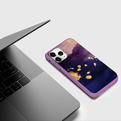 Чехол iPhone 11 Pro матовый Золотая краска на текстуре, цвет: 3D-фиолетовый — фото 2