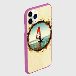 Чехол iPhone 11 Pro матовый Виндсерфер на бежевом, цвет: 3D-фиолетовый — фото 2