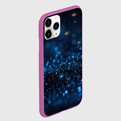 Чехол iPhone 11 Pro матовый Боке блестяшки на черном / 3D-Фиолетовый – фото 2