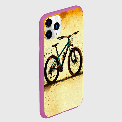 Чехол iPhone 11 Pro матовый Горный велосипед на бежевом / 3D-Фиолетовый – фото 2
