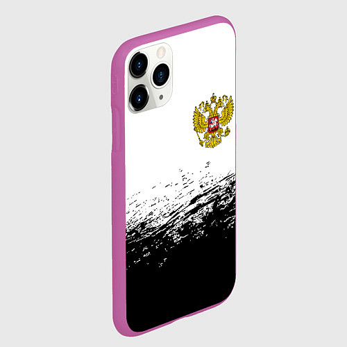 Чехол iPhone 11 Pro матовый Россия черно белые краски / 3D-Фиолетовый – фото 2