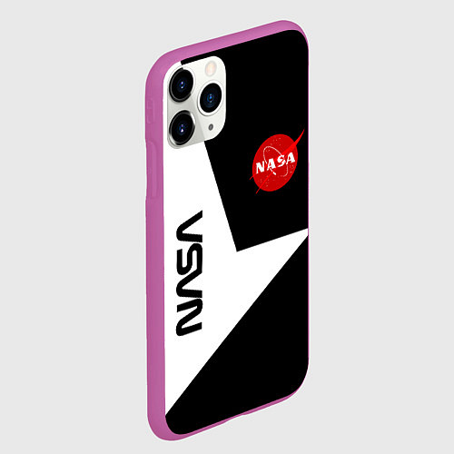 Чехол iPhone 11 Pro матовый Nasa текстура геометрия / 3D-Фиолетовый – фото 2