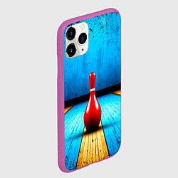 Чехол iPhone 11 Pro матовый Красная кегля на синем, цвет: 3D-фиолетовый — фото 2