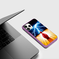 Чехол iPhone 11 Pro матовый Кегля для боулинга и молния, цвет: 3D-фиолетовый — фото 2