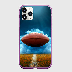Чехол iPhone 11 Pro матовый Мяч для американского футбола синий дым, цвет: 3D-фиолетовый