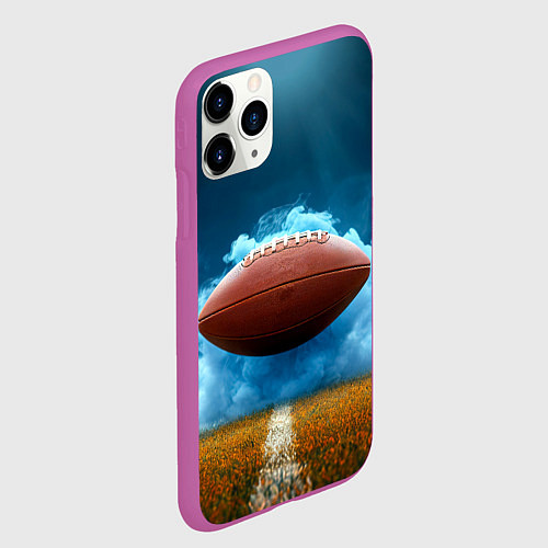 Чехол iPhone 11 Pro матовый Мяч для американского футбола синий дым / 3D-Фиолетовый – фото 2