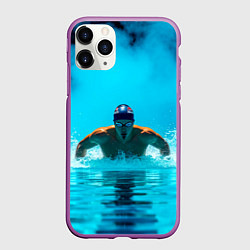 Чехол iPhone 11 Pro матовый Плавание брассом синий дым