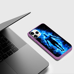 Чехол iPhone 11 Pro матовый Плавец в синем пламени, цвет: 3D-фиолетовый — фото 2