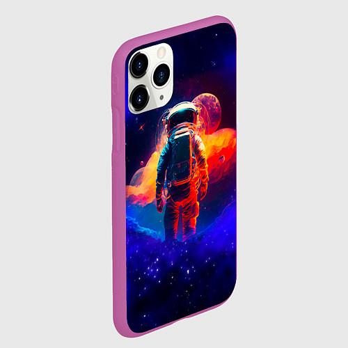 Чехол iPhone 11 Pro матовый Огненный путь космонавта / 3D-Фиолетовый – фото 2