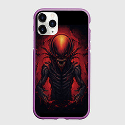 Чехол iPhone 11 Pro матовый Злой инопланетянин из портала, цвет: 3D-фиолетовый