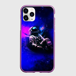 Чехол iPhone 11 Pro матовый Астронавт в пучине, цвет: 3D-фиолетовый